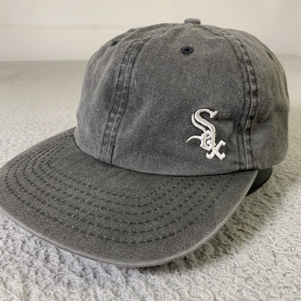 Vintage Chicago White Sox Hat Cap Baseball 90s Strap Back Gray KMG Pro Model MLB